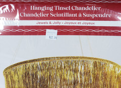 2 Tier Fringe Tinsel Chandelier Gold Foil Party Disco Ball Decor Christmas