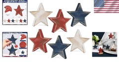 Elegant Patriotic Wooden Star Set – Rustic Decor for Independence Day