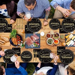 Retirement Party Supplies Set for 50 Guests, Black & Gold