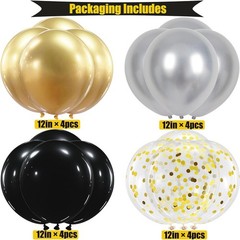 Elegant Black & Gold Birthday Banner & Balloon Set
