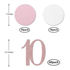 200 PCS Rose Gold 10 Confetti 10th Glitter Birthday Number Anniversary Table