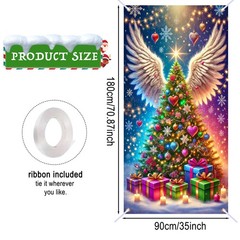 Christmas Tree Front Door Coverss Wrap Xmas Holiday House Hanging Banner Wint…