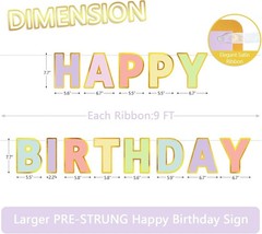 Happy Birthday Banner – 9ft Pre-Strung Happy Birthday Sign for Women, Men, Gi…