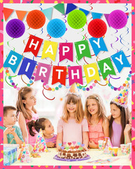 Happy Birthday Party Decorations – Colorful Happy Birthday Banner Swirl Streamer