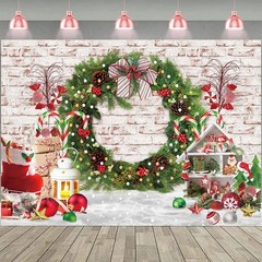 Christmas Theme Backdrop 8x6ft Merry Christmas White Brick Wall Photography Bac