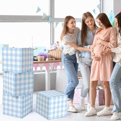 6 Pcs Blue Gingham Party Decoration Boxes 12 Inch Plaid Boxes for Centerpiece…