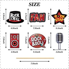 Rock And Roll Party Photo Booth Props Music Theme Birthday Festival 21 PCS