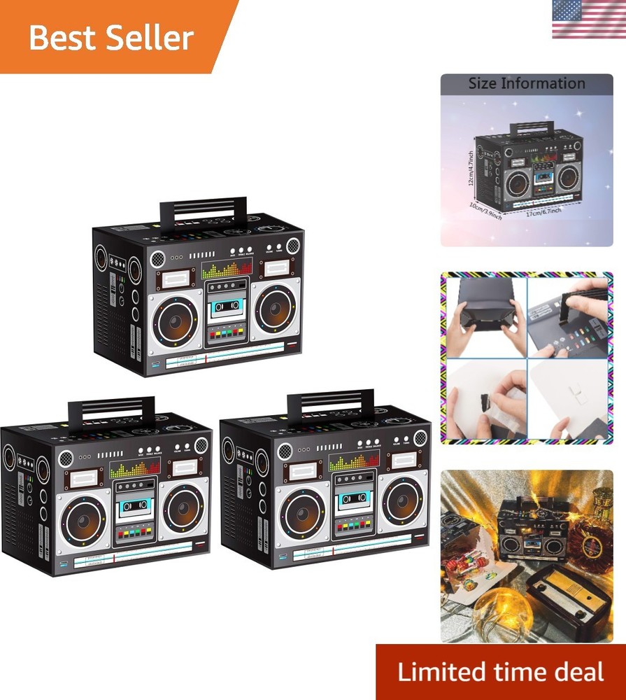 Vibrant Retro Boombox Favor Boxes – 6 Easy Assemble Decorations for Your Parties