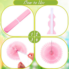 18 Pcs Pastel Rainbow Party Decorations Pastel Paper Fans 3D Floral Tissue Pom P