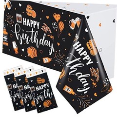Tegeme 3 Pieces Whiskey Birthday Tablecloth Whiskey Cheer Happy Birthday Table