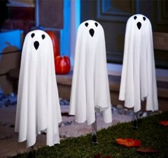 Halloween Ghosts Stake Lights 3 Pack With Timer Function Spooky New