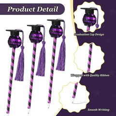 40 Pcs Graduation Cap Ballpoint Pen, Congrats Grad Rollerball Pen Black Purple