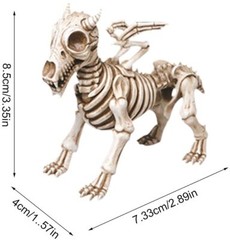 Skeleton Gnome Garden Statue – Skeleton Figurine with Dog Skull & Bones Decor