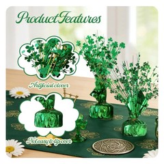 6 Pcs Glitter Shamrock St. Patrick’s Day Centerpieces-Shamrock Decorations Bu…