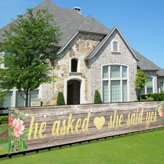 He Asked She Said Yes Backdrop Banner Decorations Large Wedding Engagement Pa…