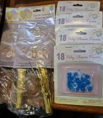 Baby Shower Lot, 72 Pacifier Favors, 40 Invitations, Banner, 2 Centerpieces7l