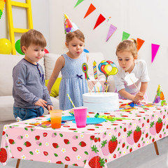 4 Pack Strawberry Tablecloth Pink Strawberry Birthday Party Decorations Berry