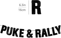 Pre-Strung Puke & Rally Black Glitter Banner, Funny Bachelorette and Bachelor De