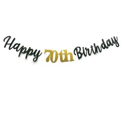 Glitter Happy 70th Birthday Banner Double Sized Glitter Paper 70 Birthday Sig…