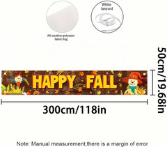Happy Fall Banner 118 X 20 Inchs Fall Thanksgiving Outdoor Party Decorations Ban