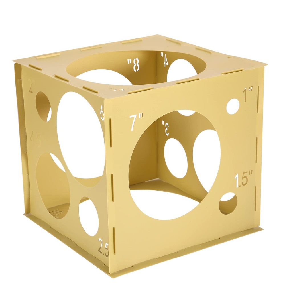 14 Holes Balloon Sizer Box Cube, Yellow Plastic Balloon Measurement Box, Coll…