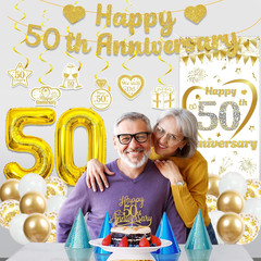 50Th Anniversary Decorations Women Men – 37 Pcs Gold Glitter Happy 50Th Annivers
