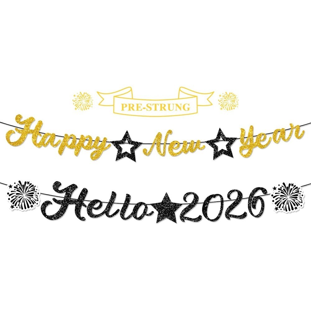 Happy New Year Banner Glitter, NO DIY | New Years Eve Party Decorations Supplies