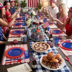 Red White Blue Plastic Plates & Silverware Set