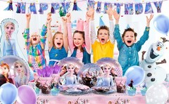 Frozen Party Decorations Disney Princess Birthday Tableware Plate Cups Balloons