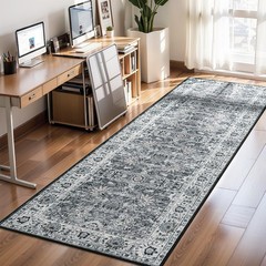 Runner Rug for Kitchen Hallway 2×6 Washable 2′ x 6′ (Runner), Grey