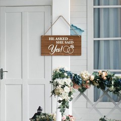 Rustic Wedding Sign She Said Yes, Engagement Wedding Photo Props Sign, Weddin…