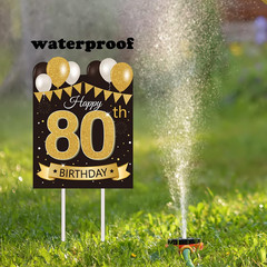 Large Happy 80Th Birthday Party Yard Sign Black Gold 80 Birthday Yard Signs with