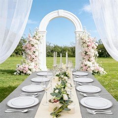 FLOWERCAT 60PCS Silver Plastic Plates – Heavy Duty White and Silver Plastic P…