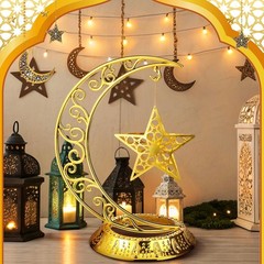 MorningRo Ramadan Decorations Plastic Eid Mubarak Table Decoration Moon Gold