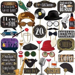 Roaring 20s Photo Booth Props – 41-pc Photo Booth Kit with 8 x 10-Inch Sign, …