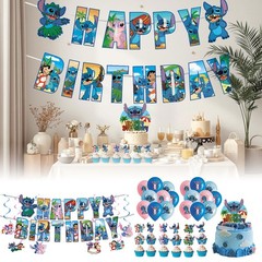 NEW Cartoon Lilo & Stitch Theme Birthday Party Decorate Supplies Set TL