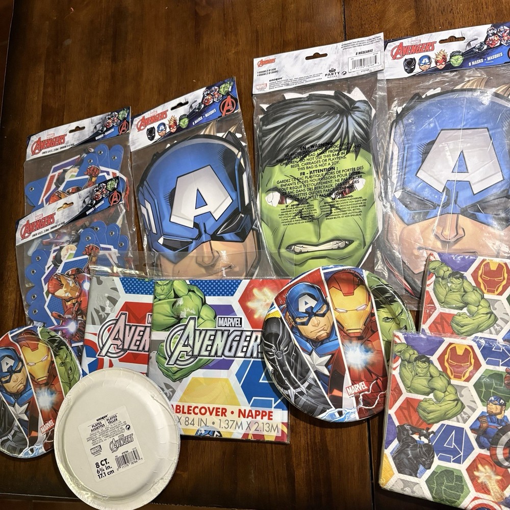 Marvel Avengers Party Supplies Plates Masks Decorations Napkins Table Cover New