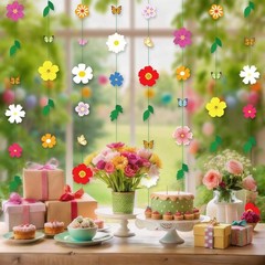 2 Pcs x 13ft Spring Flower Garland Wildflower Party Decor, Wildflower Paper