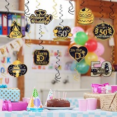 20PCS 50th Anniversary Hanging Swirl Decorations, Wedding Birthday Party Ceiling