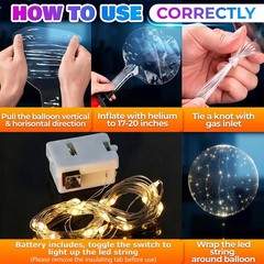20″ Transparent Glow Balloons Light Up with LED String Lights for Decoration