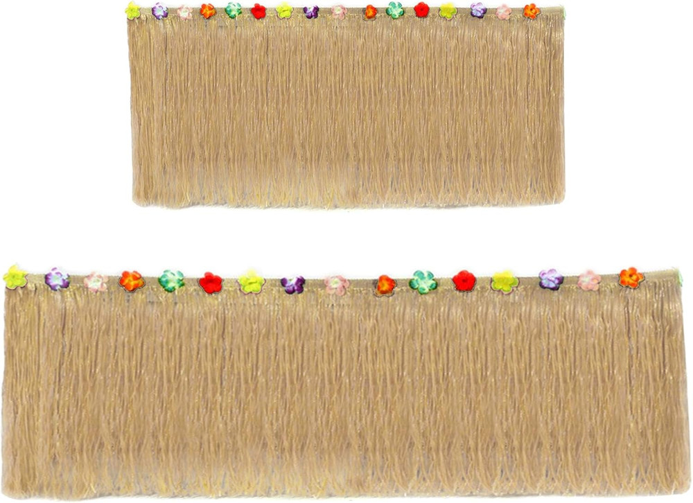 Hawaiian Table Skirt 11Ft Long Stretches to 30Ft! | (29″ Tall) Brown Grass Table