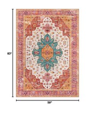 Moynesa Ultra-Thin Washable Vintage Area Rug – 5×7 Large Bedroom Boho Non-Sli…