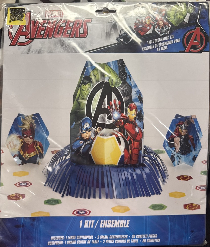 MARVEL AVENGERS Core Table Decorating Kit Birthday Party 3 Pieces Plus Confetti