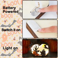 Halloween Wooden Table Sign,Light Up Pumpkin Table Centerpiece Topper for Hal…