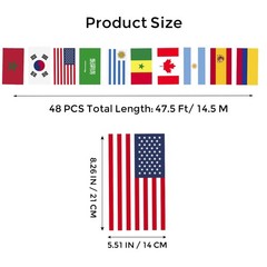 VELIFFCO 48 Qualified Countries Flags 1 Pack, 48 World Cup Teams