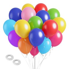Balloons Assorted Colors Rainbow Decorations 100 Pack 12 inch Round Bright La…