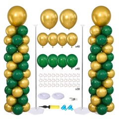 2 Sets Green Gold Balloon Column Stand Kit, 82Pcs Matte & Metallic Latex Ball…