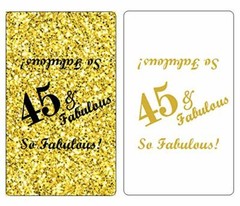 45 & Fabulous Miniatures Candy Bar Wrapper, (Set of 60) Mini Candy Bar Stickers
