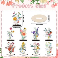 Wooden Wildflower Party Decorations Flower Birthday Table Sign Decor 9 PCS