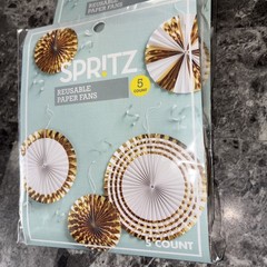 2 Kits -Spritz Reusable Paper Fans 5 Count- New
